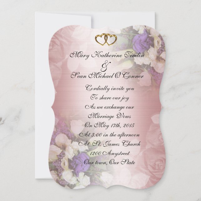 Wedding Invitation romantic floral (Front)