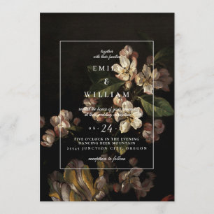 Wedding Invitation Romantic Moody Dark Floral