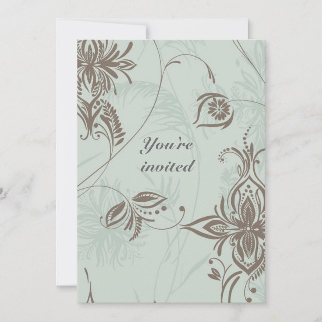 Wedding invitation Romantic Vines Damask (Front)