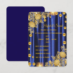 Wedding Invitation Royal Blue and Gold, Wedding In