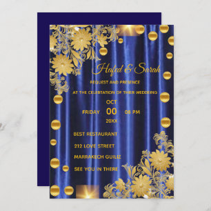 Wedding Invitation Royal Blue and Gold, Wedding In