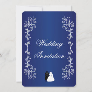 Wedding Invitation Royal Blue Bride Groom