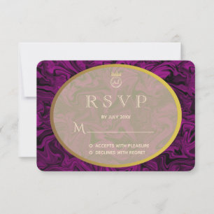 Wedding Invitation RSVP Luxury Purple and Gold