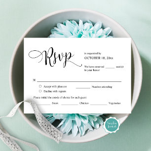 Wedding Invitation RSVP Respond, Meal Options Card