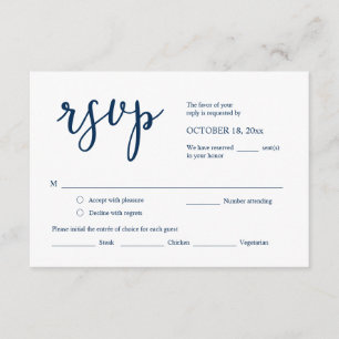 Wedding Invitation RSVP Respond, Meal Options Card