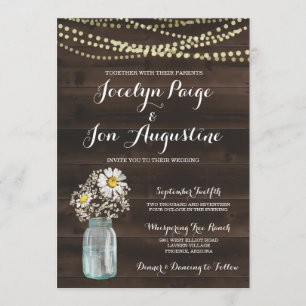Wedding Invitation   Rustic Chamomile / Daisy