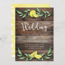 WEDDING INVITATION | Rustic Wood Lemon Watercolor