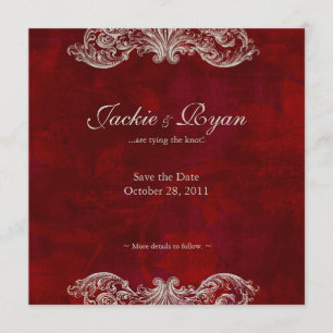 Wedding Invitation Save the Date Antique Roses red
