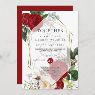 Wedding Invitation   Scarlet and Ivory Floral