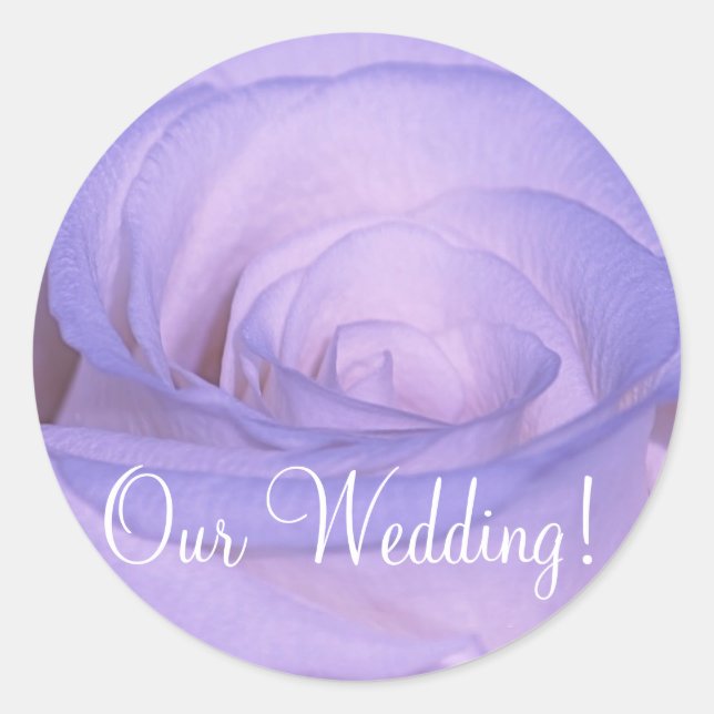 Wedding Invitation Seal_Lilac Rose_Our Wedding! Classic Round Sticker (Front)