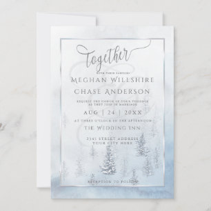 Wedding Invitation Silver Blue Winter Wonderland