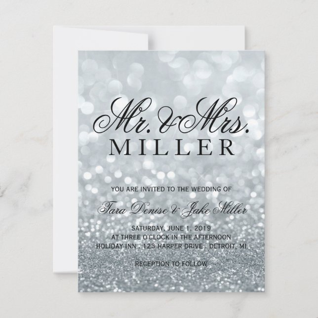 Wedding Invitation - Silver Glit Fab (Front)