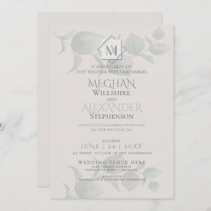 Wedding Invitation   Silver Sage  Eucalyptus