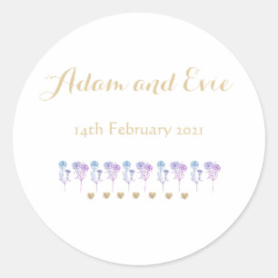Wedding Invitation Simple and Elegant Carnations Classic Round Sticker