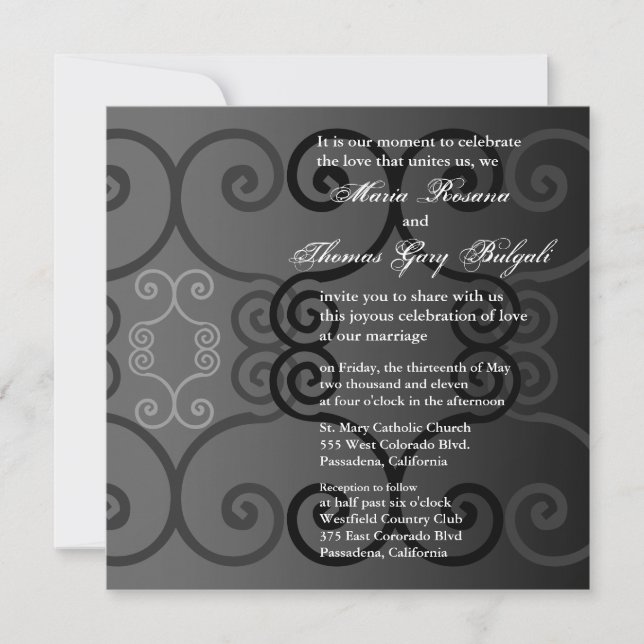 Wedding Invitation Simply Charcoal (Front)