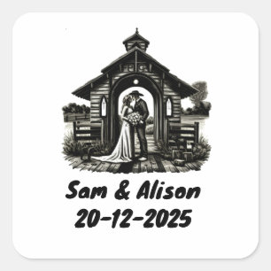 Wedding invitation square sticker
