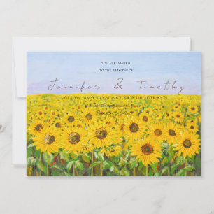 Wedding invitation sunflower field