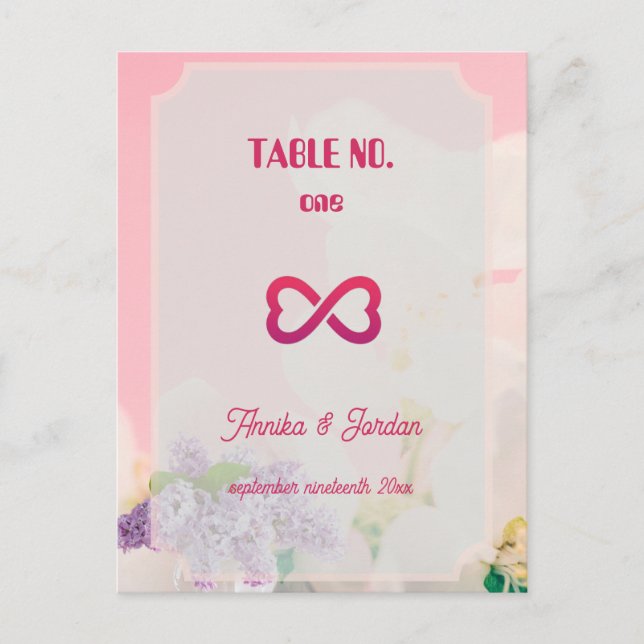  Wedding Invitation Table Numbers Vintage Art  Postcard (Front)