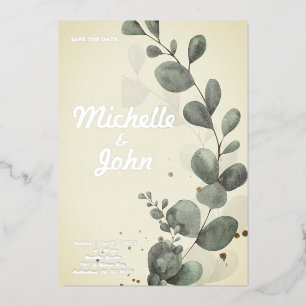Wedding Invitation Template with Eucalyptus