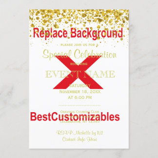 Wedding Invitation Template with Gold Confetti