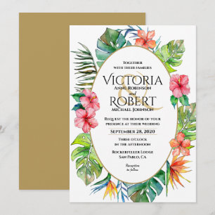 Wedding Invitation Tropical Floral Watercolor