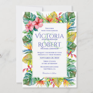 Wedding Invitation   Tropical Watercolor Floral