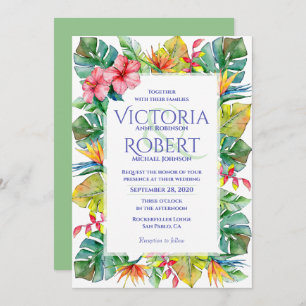 Wedding Invitation   Tropical Watercolor Floral