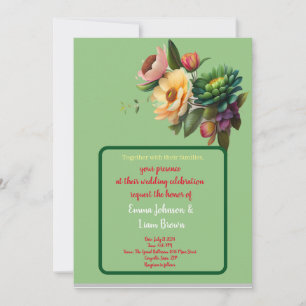 wedding invitation vibrant floral card