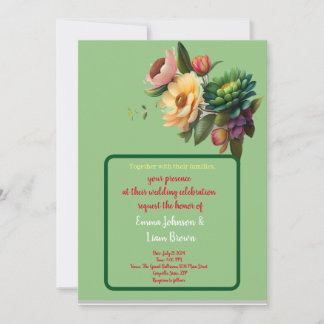 wedding invitation vibrant floral  card