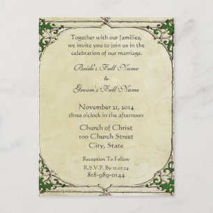 Wedding Invitation Vintage Frame Parchment Swirl Postcard