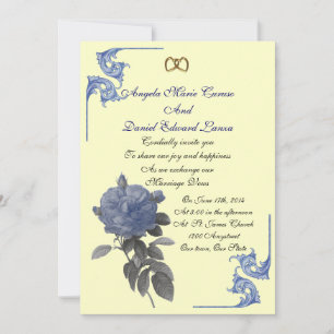Wedding invitation vintage rose shabby chic