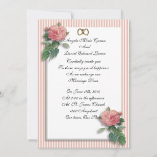 Wedding invitation vintage roses shabby chic