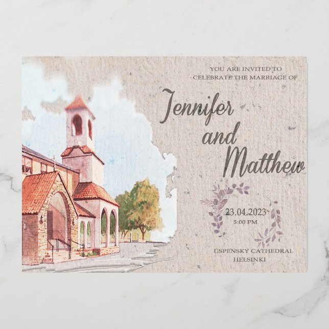 Wedding Invitation Watercolor Venue Painting (Front)