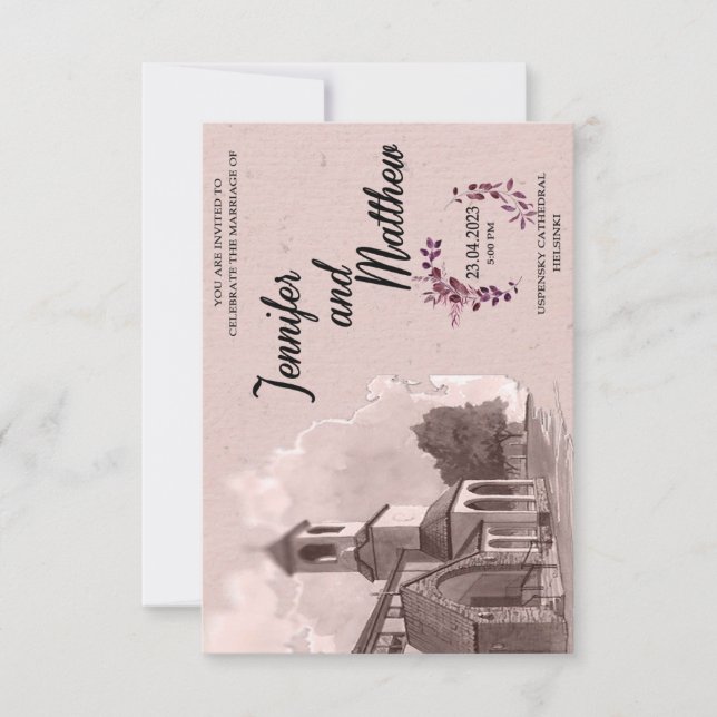 Wedding Invitation Watercolor Venue Painting (Front)