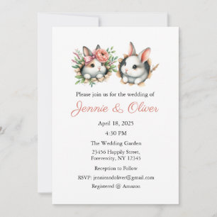Wedding Invitation, Wedding Stationary, Bunny Invitation