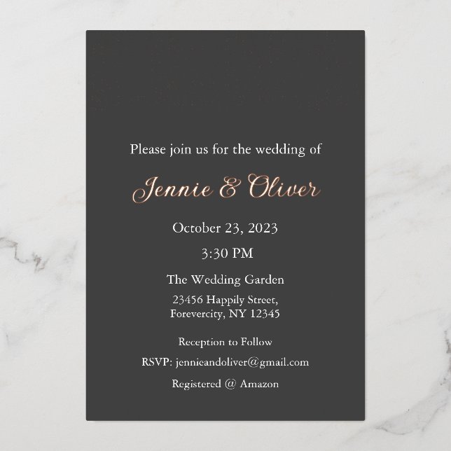 Wedding Invitation, Wedding Stationary, Foil, Lace (Front)