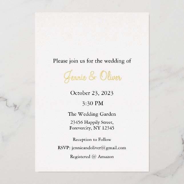 Wedding Invitation, Wedding Stationary, Foil, Lace (Front)