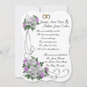 Wedding invitation White and lavender roses