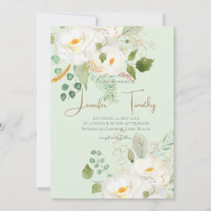 Wedding Invitation white camellia flowers