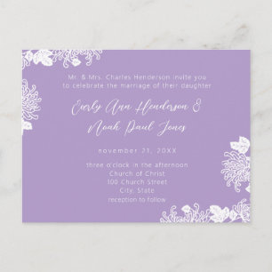 Wedding Invitation White Lilac Vintage Postcard
