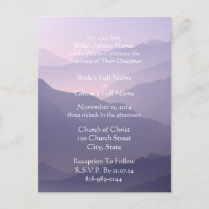 Wedding Invitation White On Misty Purple