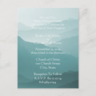 Wedding Invitation White On Misty SeaBlue