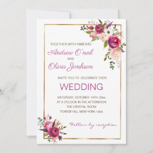 Wedding Invitation White Roses