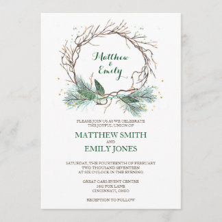 Wedding Invitation Winter Wreath