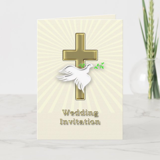 Wedding invitation with a golden cross (Front)