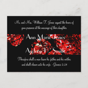 Wedding Invitation with Black With Red Leafed Tree