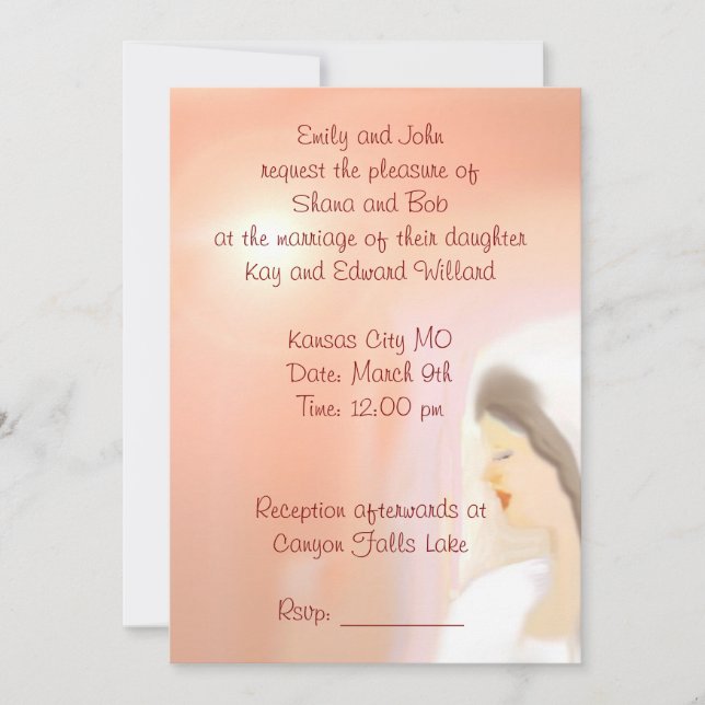 Wedding invitation with bride art  (Front)