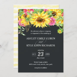 Wedding Invitation with Cascading Sunflowers