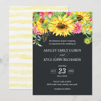 Wedding Invitation with Cascading Sunflowers