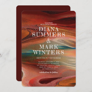 Wedding Invitation with coloured sand print